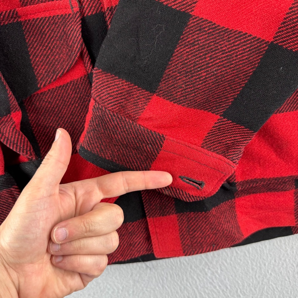Vintage Pendleton Jacket Mens Large Red Plaid Mackinaw Cruiser 70s - Picture 4 of 15